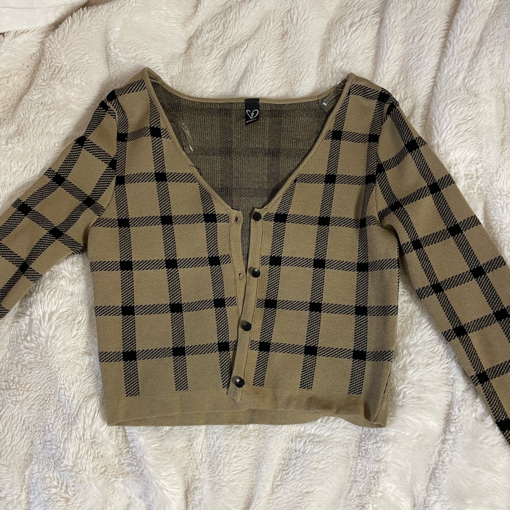Windsor tan plaid cardigan